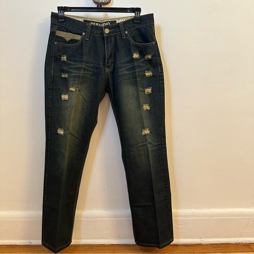 Debaggio Straight Leg Distressed Jeans, Size 34x32, Men's Denim